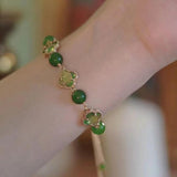 Lucky Leaf Women's Natural Hetian Jade Rosary Beads Bracelet