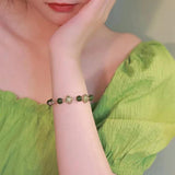 Lucky Leaf Women's Natural Hetian Jade Rosary Beads Bracelet
