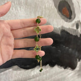 Lucky Leaf Women's Natural Hetian Jade Rosary Beads Bracelet