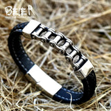 Men's High Genes Leather Chain Bracelet Bangle Jewelry