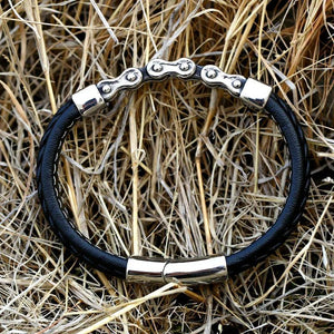 Men's High Genes Leather Chain Bracelet Bangle Jewelry