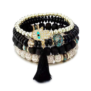 Boho Eye Turquoise Tassel Bracelet Ethnic Style Beaded Handpiece