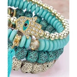 Boho Eye Turquoise Tassel Bracelet Ethnic Style Beaded Handpiece