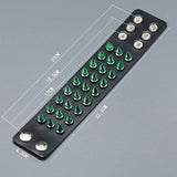 Gothic Spikes Rivet Wide Bracelet Green Stud Charm Leather Bangle