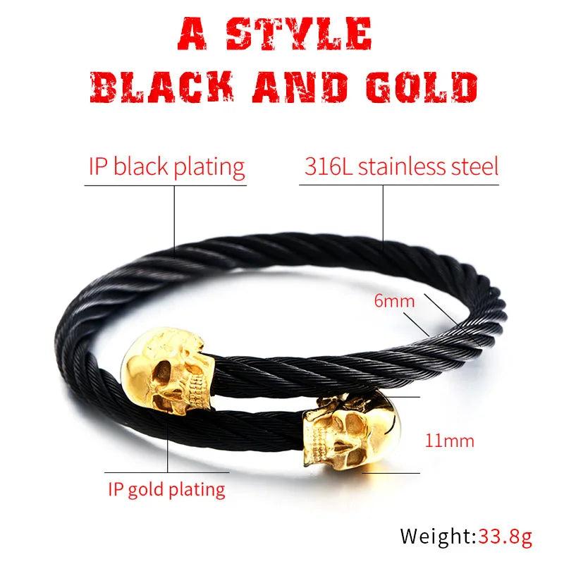 Punk Skull Bracelet 316 Stainless Steel Bangle BRG-016