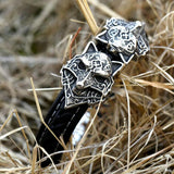 Men's Leather Wolf Bracelet Bangle Jewelry