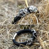 Men's Leather Wolf Bracelet Bangle Jewelry