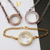Christmas Gift Crystal Twist Glass Locket Bracelet