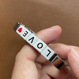 Silver Plated Metal Beads LOVE Charm Bracelet DIY Jewelry Stretch Gift