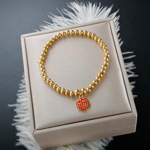 Stainless Steel Ball Beads Bracelet for Women Circle Tag Charm Bracelet