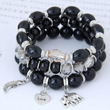 Vintage Crystal Bead Bracelet Elephant Charms Wristband Gift