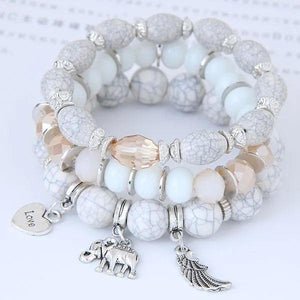 Vintage Crystal Bead Bracelet Elephant Charms Wristband Gift