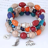 Vintage Crystal Bead Bracelet Elephant Charms Wristband Gift