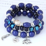 Vintage Crystal Bead Bracelet Elephant Charms Wristband Gift