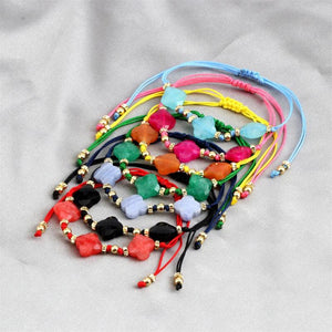 Colorful Four-leaf Clover Bracelet Women Natural Stone Beads Jewelry