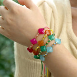 Colorful Four-leaf Clover Bracelet Women Natural Stone Beads Jewelry