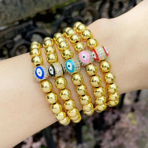 Evil Eye Bracelet Copper Zircon Enamel Bracelets For Women Girl Jewelry Gift