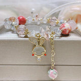 Opal Stone Beads Bracelet with Small Bee Charm for Women