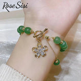 Opal Stone Beads Bracelet with Small Bee Charm for Women