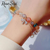 Opal Stone Beads Bracelet with Small Bee Charm for Women
