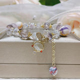 Opal Stone Beads Bracelet with Small Bee Charm for Women
