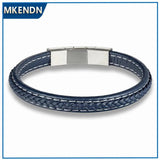 Arrival Men Leather Bracelet Stainless Steel Button