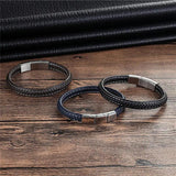 Arrival Men Leather Bracelet Stainless Steel Button