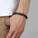 Arrival Men Leather Bracelet Stainless Steel Button