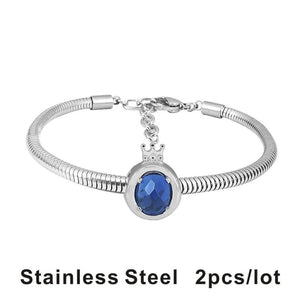 2pcs Silver Heart Inify Zircon Beads Bracelets Set