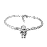 2pcs Silver Heart Inify Zircon Beads Bracelets Set