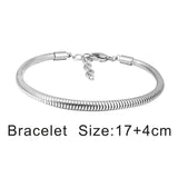 2pcs Silver Heart Inify Zircon Beads Bracelets Set