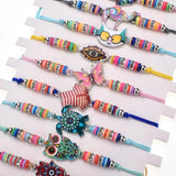 Bohemian Clay Slice Bracelet Set with Enamel Charms - Summer Beach Kids Jewelry