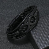 Stainless Steel Leather Bracelet Infinity Logo Men's Jewelry Gift