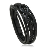 Stainless Steel Leather Bracelet Infinity Logo Men's Jewelry Gift