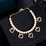 CWWZircons CZ Dangle Heart Charms Bracelet for Women