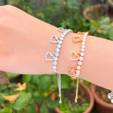 CWWZircons CZ Dangle Heart Charms Bracelet for Women