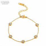 Zirconia Crystals Charm Bracelet Stainless Steel Chain Rose Love Gift