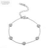 Zirconia Crystals Charm Bracelet Stainless Steel Chain Rose Love Gift