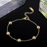 Zirconia Crystals Charm Bracelet Stainless Steel Chain Rose Love Gift