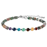7 Chakra Crystal Reiki Stone Beads Bracelet Buddha Prayer Flat Beads Adjustable