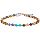 7 Chakra Crystal Reiki Stone Beads Bracelet Buddha Prayer Flat Beads Adjustable