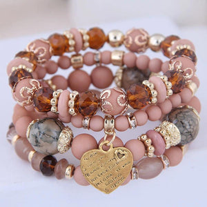 Boho Beaded Heart Multilayer Bracelet for Women