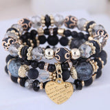 Boho Beaded Heart Multilayer Bracelet for Women