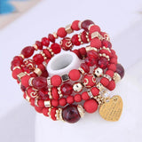 Boho Beaded Heart Multilayer Bracelet for Women