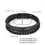 Men's Tiger Eye Beaded Leather Bracelet Gift