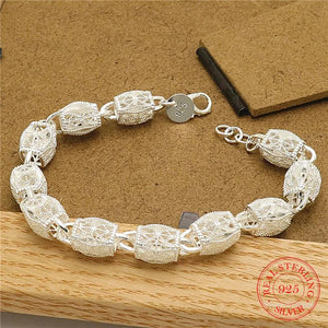 925 Stamp Silver Ball Charm Bracelets Chains for Women