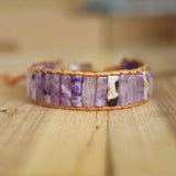 Bohemia Leather Wrap Bracelet & Bangle Purple Crystal Beaded Charm