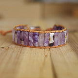 Bohemia Leather Wrap Bracelet & Bangle Purple Crystal Beaded Charm