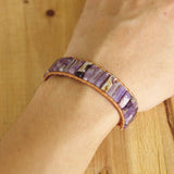 Bohemia Leather Wrap Bracelet & Bangle Purple Crystal Beaded Charm