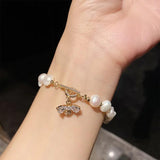 Baroque Pearl Bee Inlay Bracelet - Birthday Gift for Her